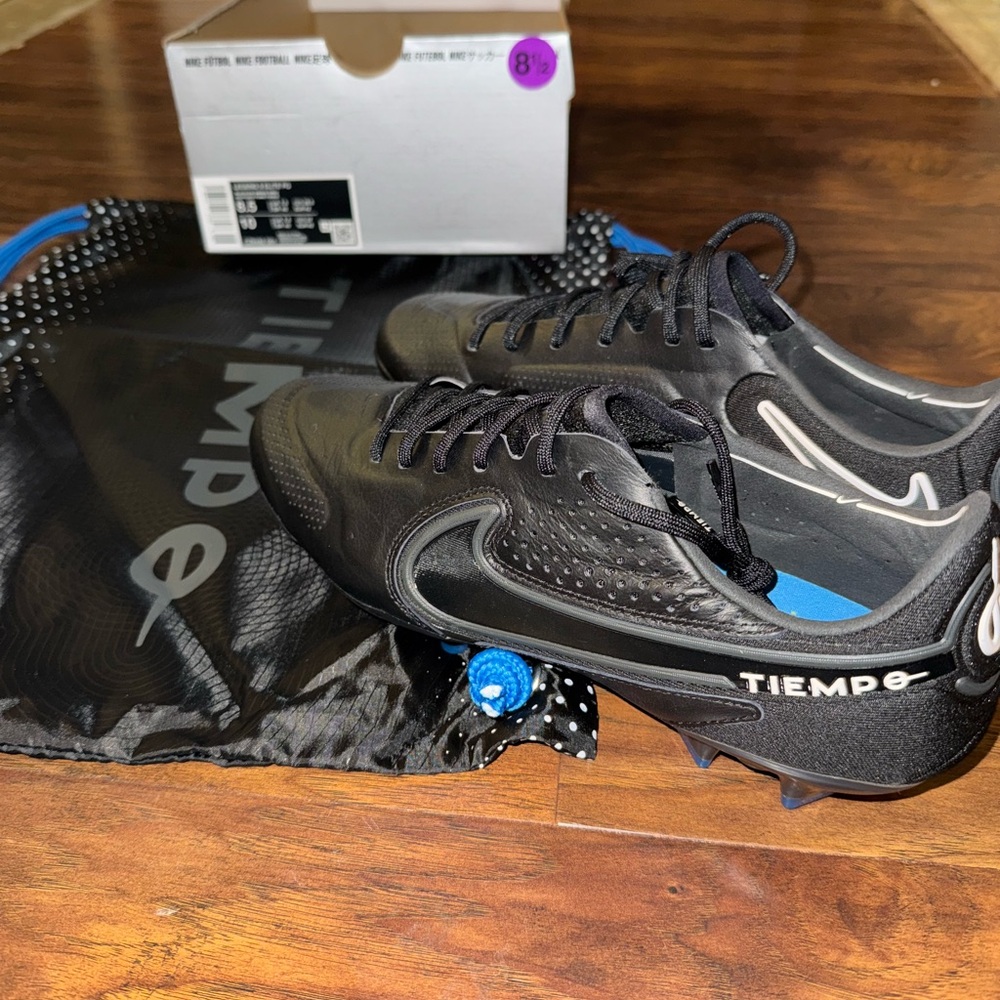 Nike Tiempo Legend 9 Elite FG Black Dark Smoke Grey CZ8482-001 Men's Size 8.5